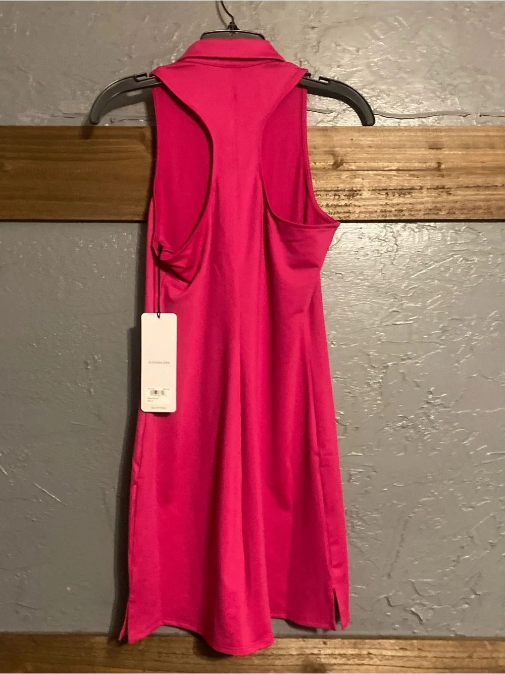 ALO Women’s Size S Charmed Yoga Sleeveless Polo Swim Dress in Fuchsia Pink